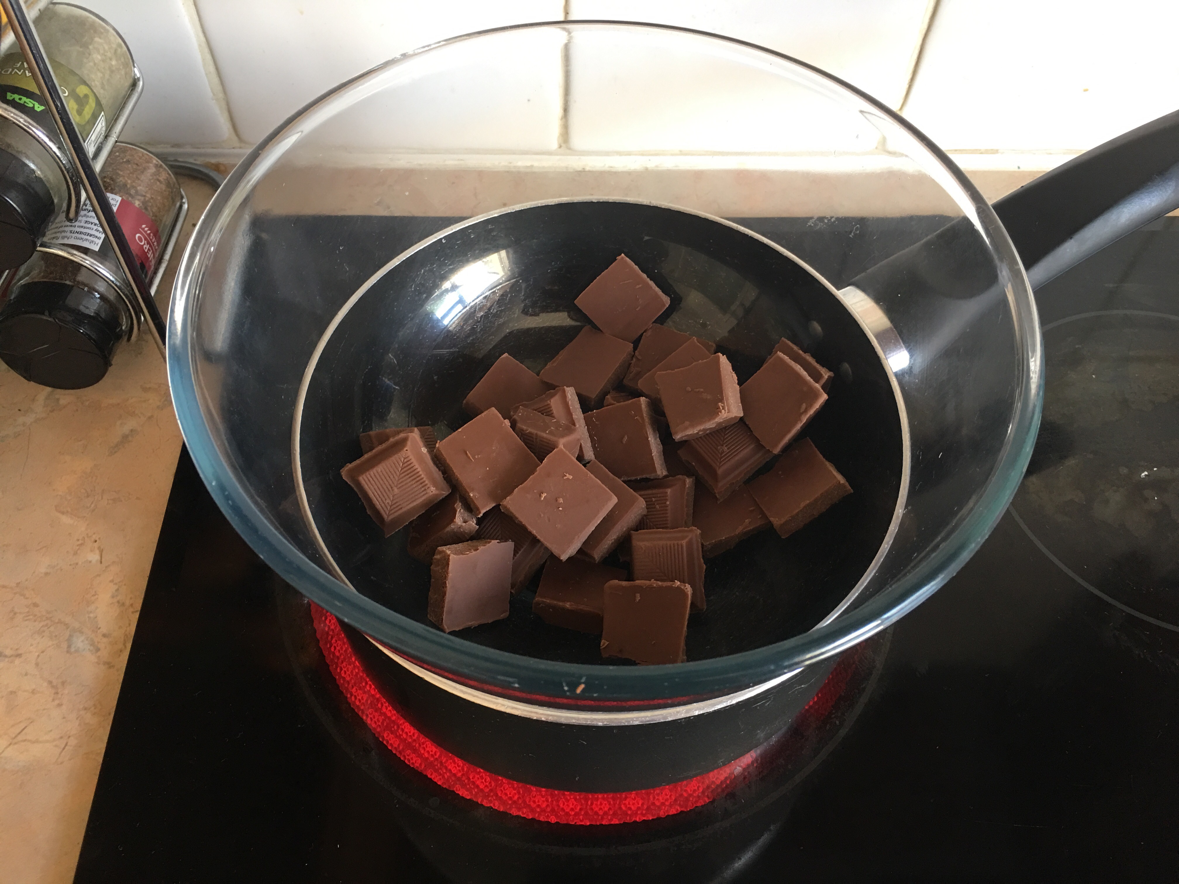 Chocolate pieces in a bowl
