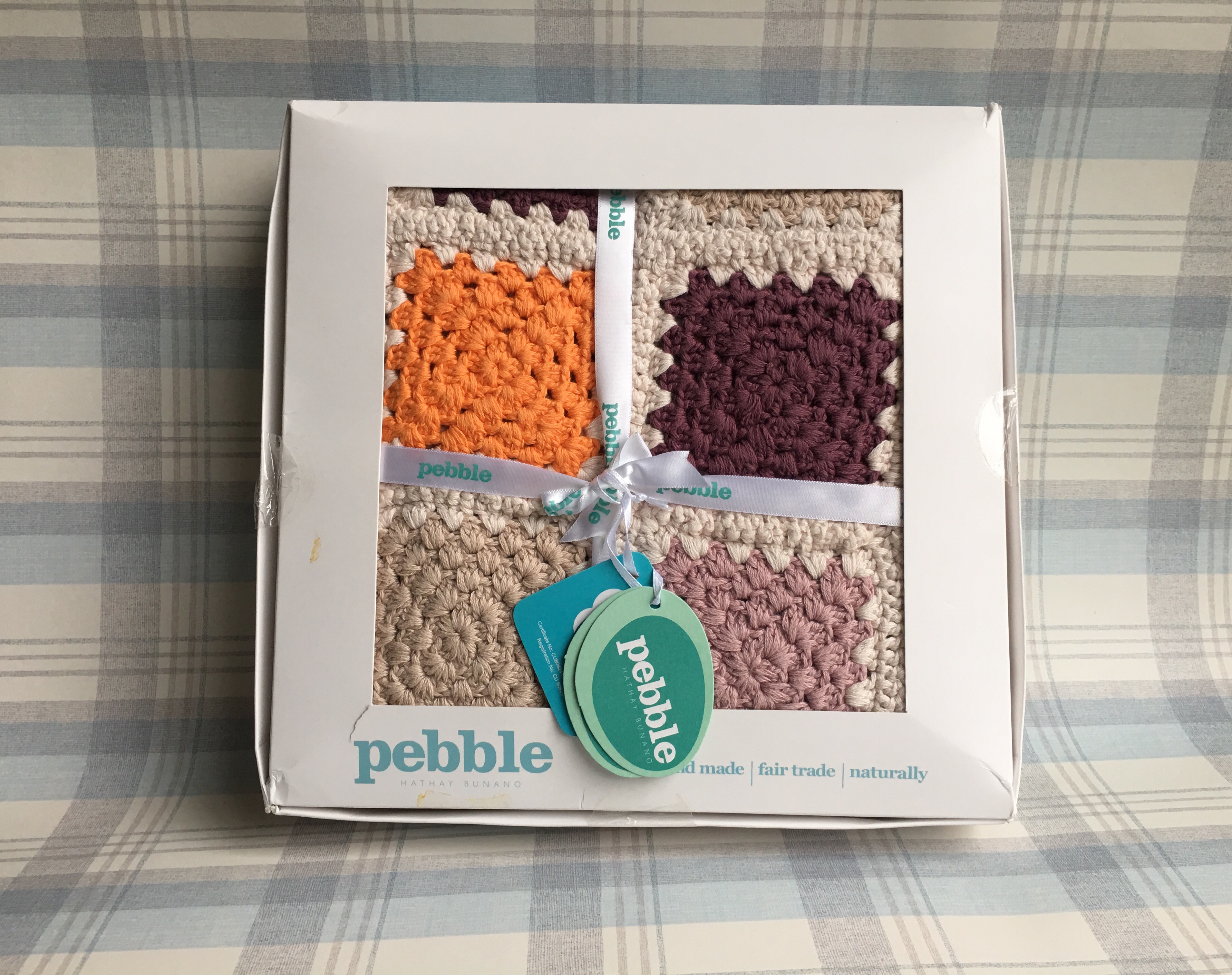 Pebble Organic Granny Square Blanket & Giraffe Cuddly Toys from Best Years